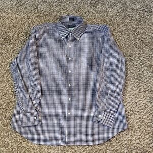 Peter Millar Navy and White Checkered Men's Shirt